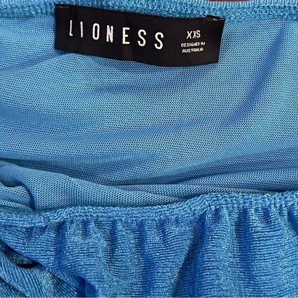 Lioness icy light blue one shoulder ruched mini bodycon stretch soft dress, XXS - Picture 8 of 10